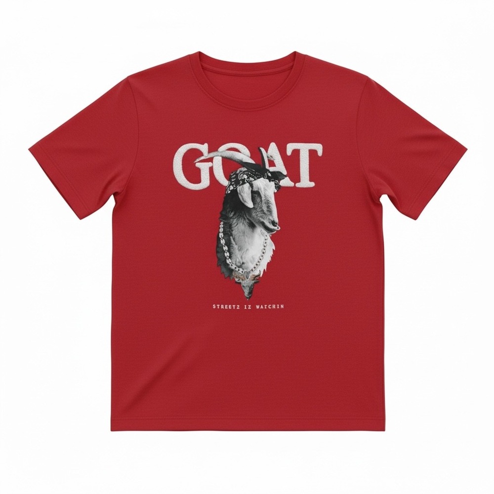 Streetz Iz Watchin GOAT‎ Graphic Tee Boys L 16/18 Red Excellent Chenille Urban